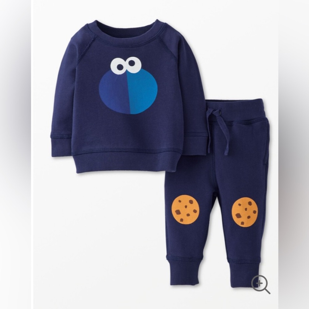 Hanna Andersson Sesame Street Baby French Terry Sweats Set Cookie Monster 18-24M